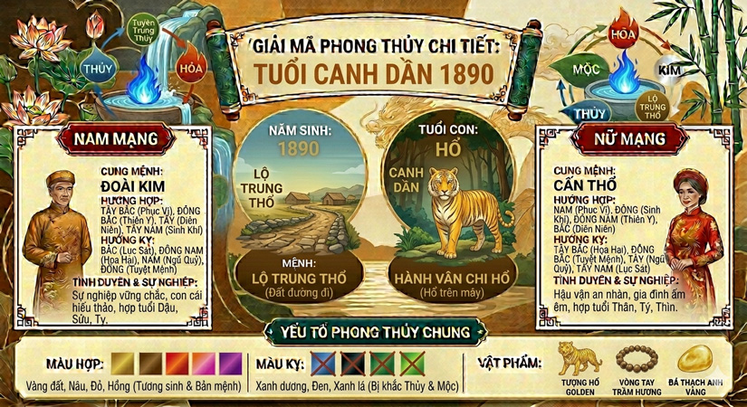 1890 mệnh gì? Tuổi con gì? Giải mã chi tiết phong thủy cho nam nữ sinh năm 1890