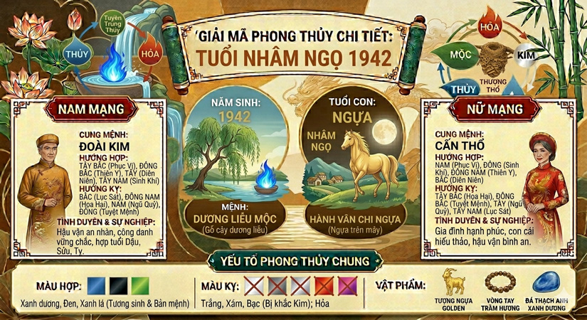 1942 mệnh gì? Tuổi con gì? Giải mã chi tiết phong thủy cho nam nữ sinh năm 1942