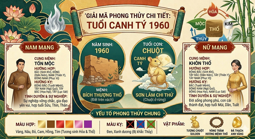 1960 mệnh gì? Tuổi con gì? Giải mã chi tiết phong thủy cho nam nữ sinh năm 1960
