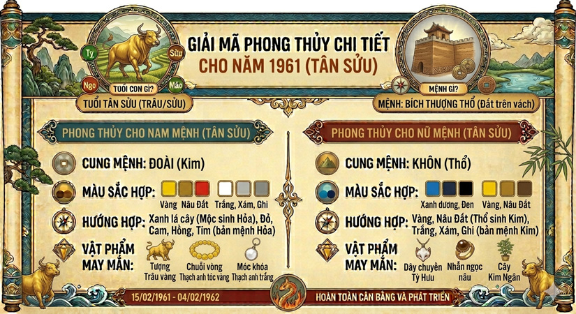 1961 mệnh gì? Tuổi con gì? Giải mã chi tiết phong thủy cho nam nữ sinh năm 1961