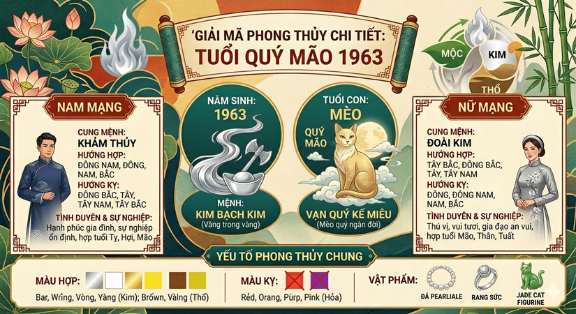 1963 mệnh gì? Tuổi con gì? Giải mã chi tiết phong thủy cho nam nữ sinh năm 1963