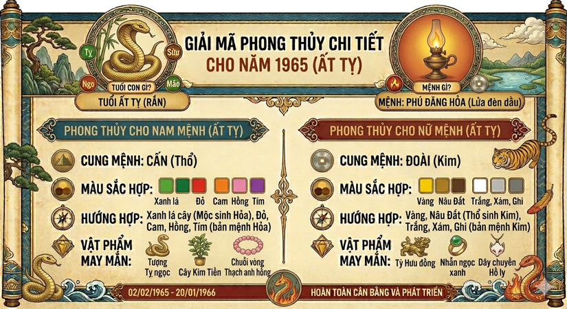 1965 mệnh gì? Tuổi con gì? Giải mã chi tiết phong thủy cho nam nữ sinh năm 1965
