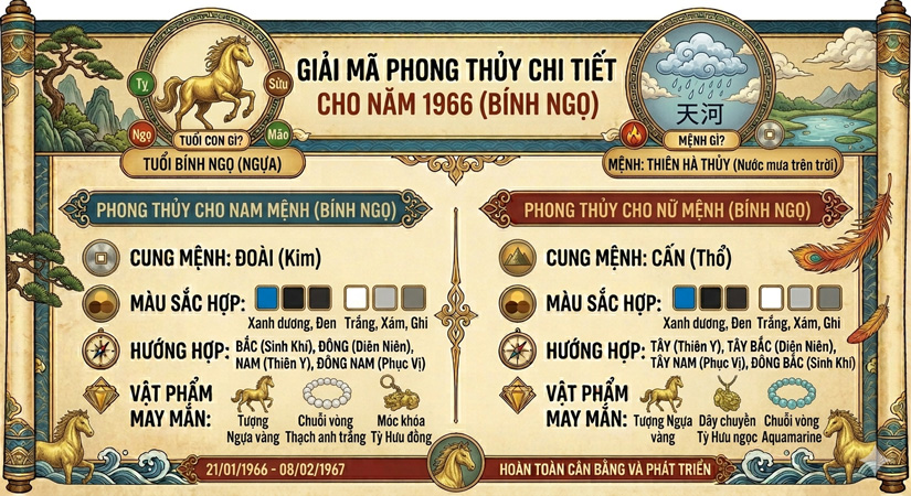 1966 mệnh gì? Tuổi con gì? Giải mã chi tiết phong thủy cho nam nữ sinh năm 1966