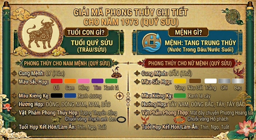 1973 mệnh gì? Tuổi con gì? Giải mã chi tiết phong thủy cho nam nữ sinh năm 1973