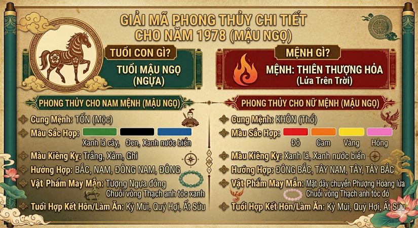 1978 mệnh gì? Tuổi con gì? Giải mã chi tiết phong thủy cho nam nữ sinh năm 1978