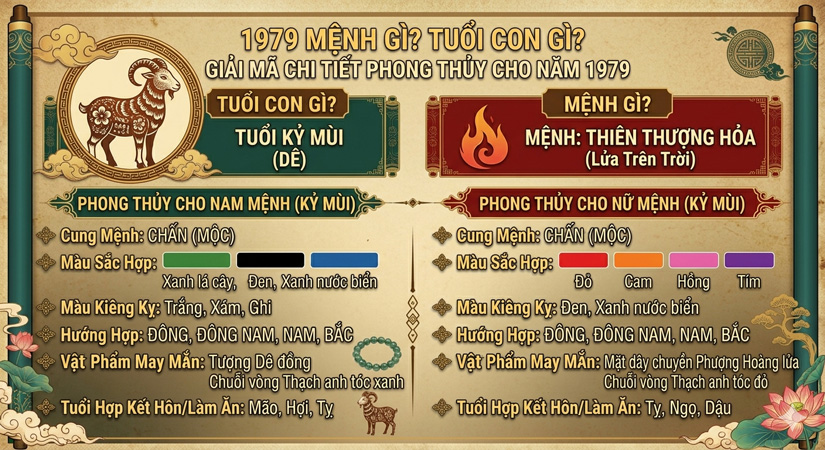 1979 mệnh gì? Tuổi con gì? Giải mã chi tiết phong thủy cho nam nữ sinh năm 1979
